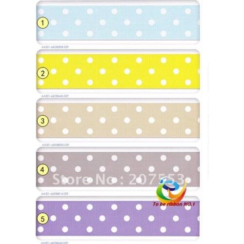 Wholesale100 yards/ROLL 1-1/2"(38mm)Sweet Polka Dots Grosgrain Ribbon Hair Bow Ribbon WY-044 FREE SHIPPING