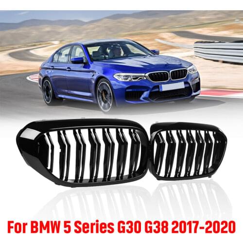 Pair Front Bumper Kidney Grille Grill Diamond Meteor Style For BMW 5 Series G30 G38 5-Series 2017 2018 Racing Grills