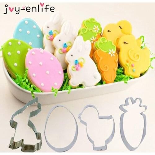 Easter Kitchen Deco Cookie Cutter Tools Easter Eggs Rabbit Chick Carrot Shaped Biscuit Mold Easter Home Baking Cake Decorating