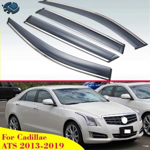 Plastic Exterior Visor Vent Shades Window Sun Rain Guard Deflector 4pcs For Cadillac ATS 2013-2019 Car Accessories