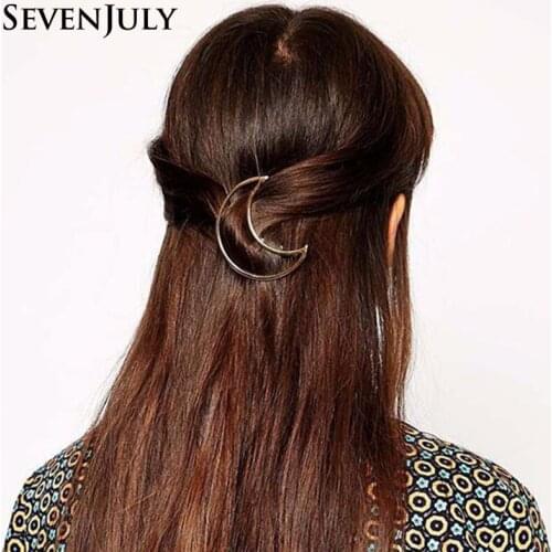 Simple Design Metal Moon Shaped Barrette Women Hairpin Hair Jewelry Accessory