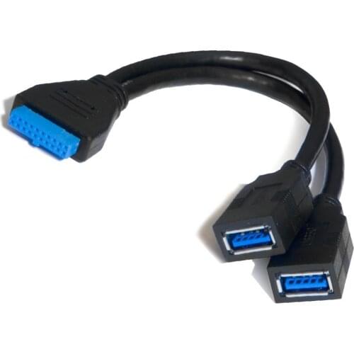 2 Port USB 3.0 Splitter Adapter USB Type A Female to 20 Pin Motherboard Header Extension Cable