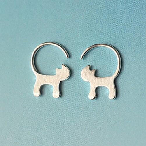 Earrings for Women S925 Sterling Silver Animal Cat Long Tail Earrings Cute Simple Temperament Ear Studs Fashion Charm Jewelry