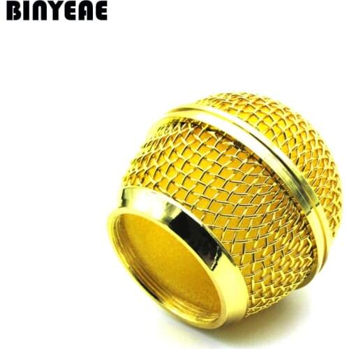 BINYEAE Mic Grille Mesh for Shure SM58 SM58S SM58LC Wireless and Cardioid Wired Legendary Vocal Legendard Microphone Grill, Gold