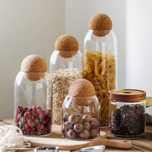Ball Cork Lead-Free Glass Jar Transparent Sealed Tank Sealed Tea Cans Cereals Storage Bottle Spice Bottle Can Grains Container