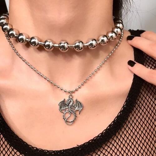 Style Ins Cool Earth Disco Concave Modeling Accessories Cool Dark Punk Dragon Pendant Necklace Men and Women Fashion