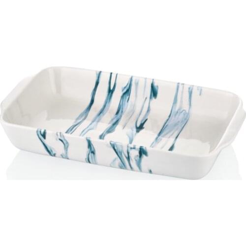 The Mia 250 Degree High Heat Resistant Microwave Lucid Oven Container-20x35x5 Cm Glass Hub white