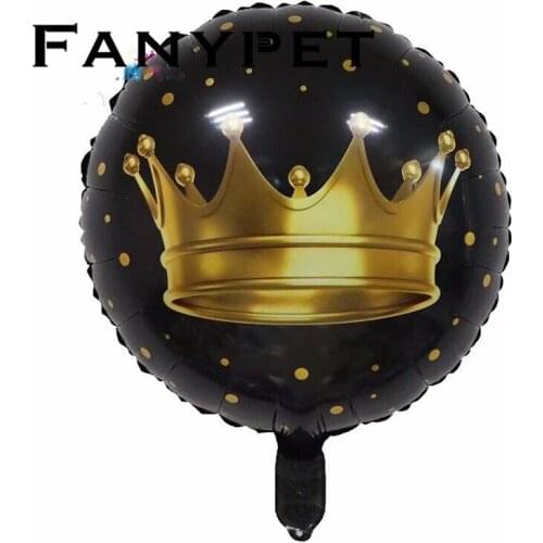 30pcs/lot 18inch Bridal Gold Crown Foil Balloons Black Helium Globos Wedding Princess Happy Birthday Party Decorations Kids Toys