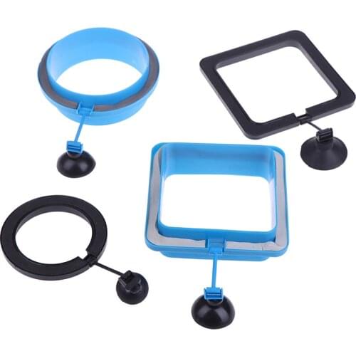 1PCS Fish Tank Station Floating Food Square Circle Feeder Sucker Cup Black Or Blue Aquarium Feed Ring Accessory Supply