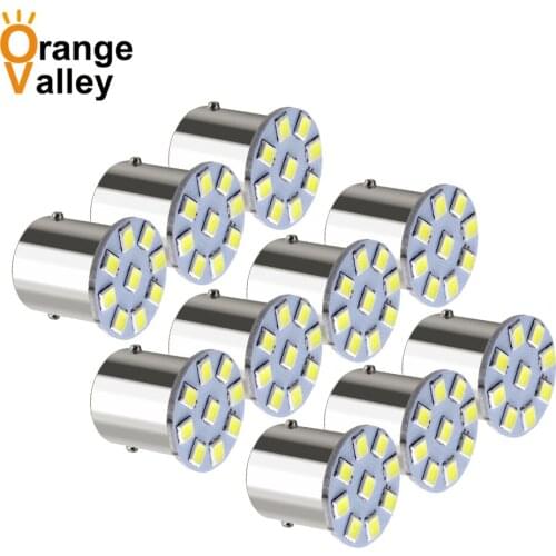 10pcs 1156 BA15S P21W S25 7506 1619 Car Leds lights 9 LED 2835 SMD Rear Turn Signal Lamp Backup Light DC 12V/24V
