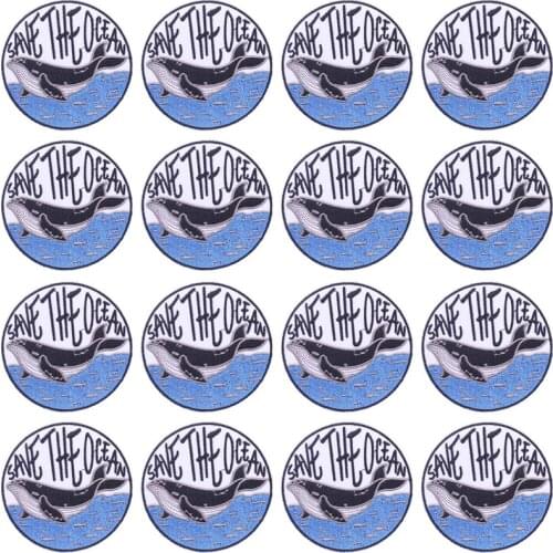 Prajna 10PCS Ocean Wave Whale Iron On Patches Adventure Embroidery Patches For Clothing Wholesale Badge DIY T-shirt Bag Applique