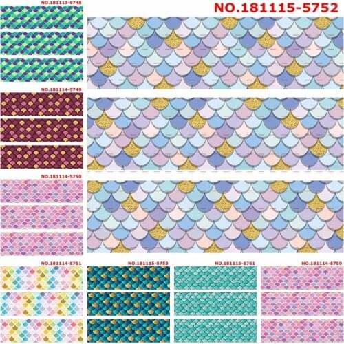 10yards -different sizes -colorful fish scales pattern ribbon printed Grosgrain ribbon DIY