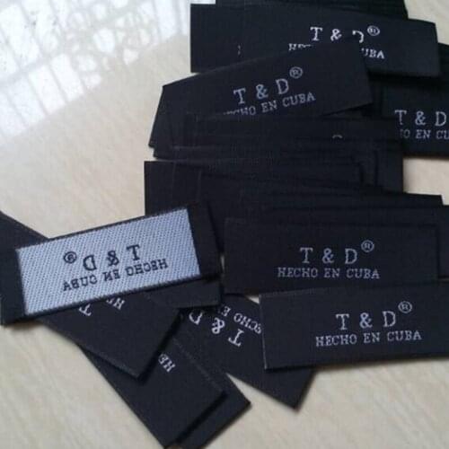 1000pcs Custom name end fold cloth woven label Black tag 6 * 2 cm