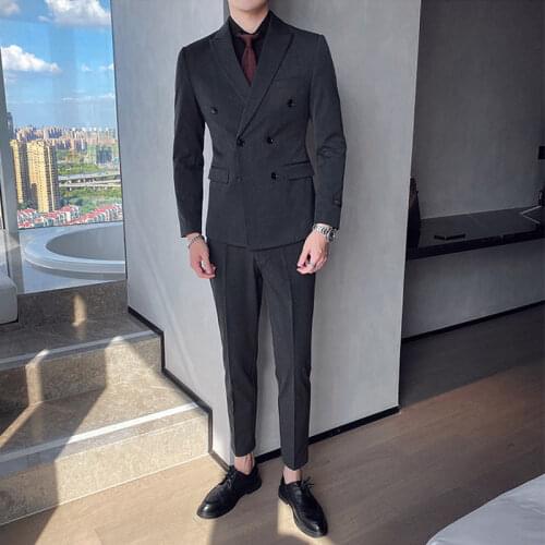 2021 Men Spring Fashion Groom Wedding Dress Mans Solid Color Slim Suit Blazer Male Formal Business Casual Suit Jackets W475