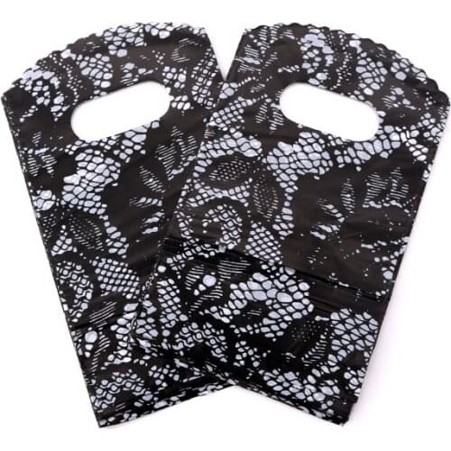 50pcs wedding party loot bag color plastic gift bag black white birthday cookie candy jewelry packaging display bag 9*15cm