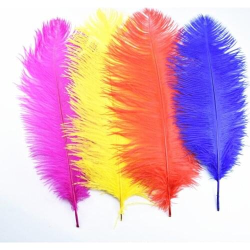 50Pcs/Lot Dyed Ostrich Feathers for Crafts 18-20" 45-50cm White Feathers Ostrich Plumes Party Wedding Decoration Carnival Plumas