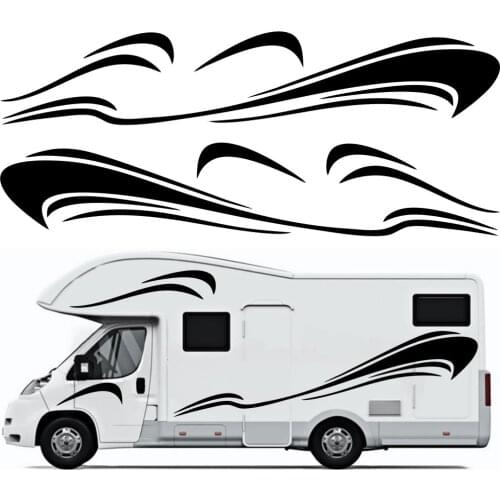 6Pcs RV Stripe Decoration Body Stickers Decals Door Panel Bumper Graphics Sticker Car Styling Vinyl Decals for Camper RV Trailer