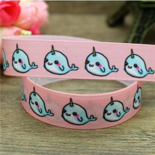 DHK 7/8'' 5yards pineapple girl whale printed grosgrain ribbon Accessory hairbow headwear decoration Wholesale OEM 22mm C1496