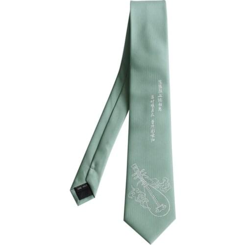 Free Shipping New Male mens Original design tie female students personality gift necktie Pipa mint green Chinese style ancient