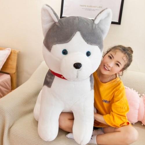 35-70cm Big Husky Stuffed Animals Toys New Cute Dog Plush Toys Sitting Husky Dog Dolls for Boys Gift Soft with Collars