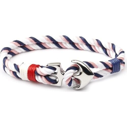 Free shiping Navy Style Hand-Woven Style Couples Mens And Womens Retro Cotton And Linen Anchor unisex Bracelet