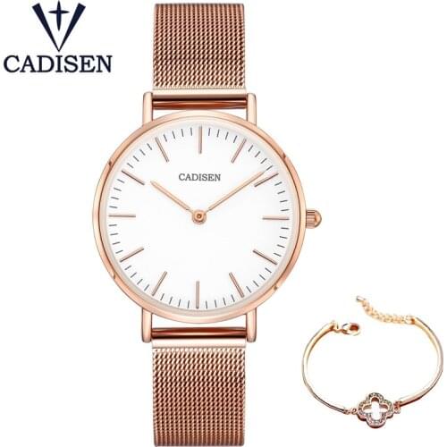 CADISEN Light Luxury Watch For Womens Ultra-thin Stainless Steel Quartz Watch For Ladies Simple And Fashionable 3ATM Waterproof