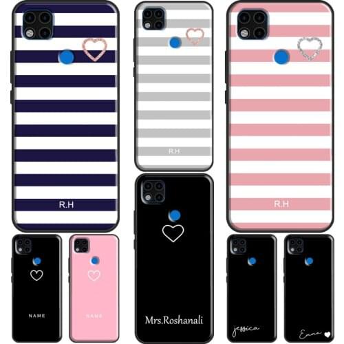 PERSONALISED HEART STRIPES Phone Case For Xiaomi Redmi Note 10 Pro 8T 9S 8 9 Pro Cover For Redmi 9 9T 9A 9C 7A 8A K40