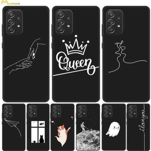 For Samsung Galaxy A52 5G A526B Case Silicone Back Cover For Samsung A 52 4G A525F Mobile Phone Cases Black TPU Cute Husky Etui