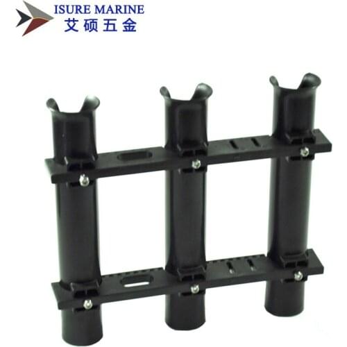 Marine Boat Black Three Pole Side Mount Rod Holder Fishing Tool Holder Plastic PP