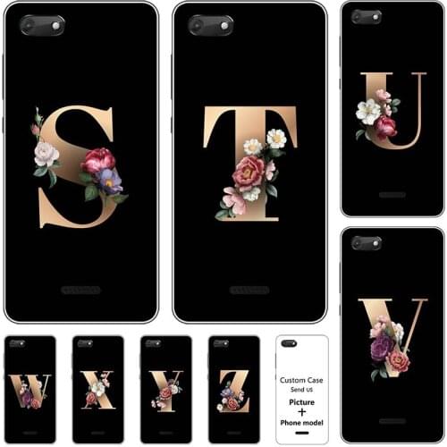 Flower 26 English Name Letters Custom Initial Case For Wiko Harry 2 5.45" Soft Silicone Cover For Wiko Tommy 3 Plus Tommy3