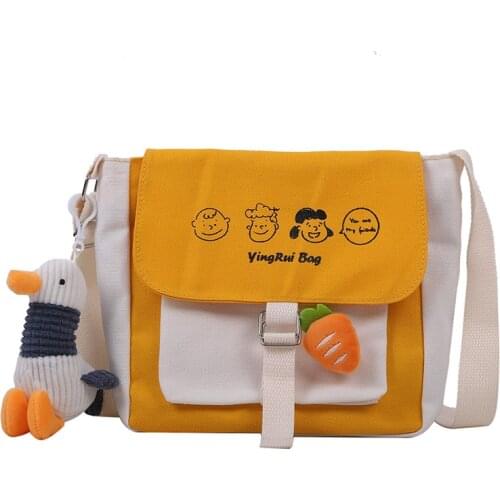 Autumn New Canvas Bag Womens Fashion Tote Bag Ladies Single Shoulder Crossbody Bag Large Capacity Young Girl Flap Bags Satchels