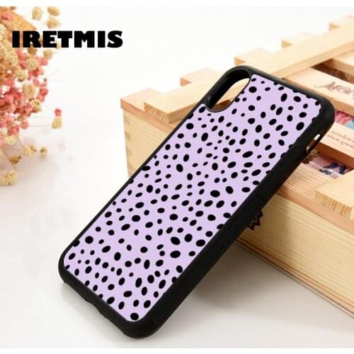 Iretmis 5 5S SE 6 6S TPU Silicone Rubber Phone Case Cover for iPhone 7 8 Plus X Xs 11 12 MINI Pro Max XR Dotty purple