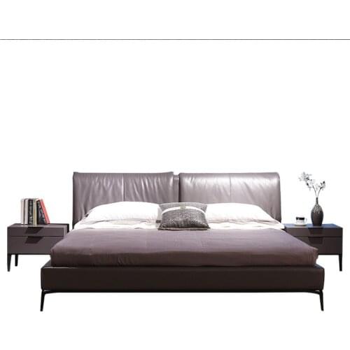 Italian luxury minimalist leather double bed modern master bedroom 1.8m Nordic soft bed