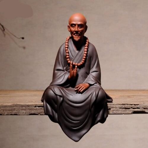 Ceramic statue of Master Hongichi high temperature firing Buddhist figures Modern art sculpture Home attic decoration statue