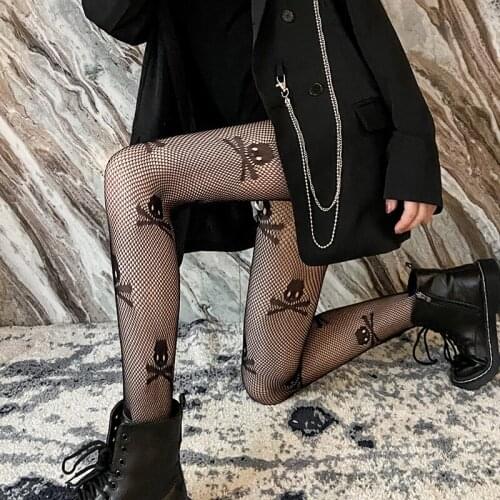 Ins Different Harajuku Style Women Tights Gothic Loli Clubwear Girlfriend Fishnet Stockings Sexy Black Pantyhose Medias De Mujer