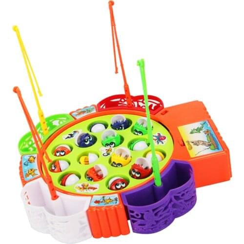 Colorful Fishing Game Toy Set with Electronic Rotating Board And 15 Fishes