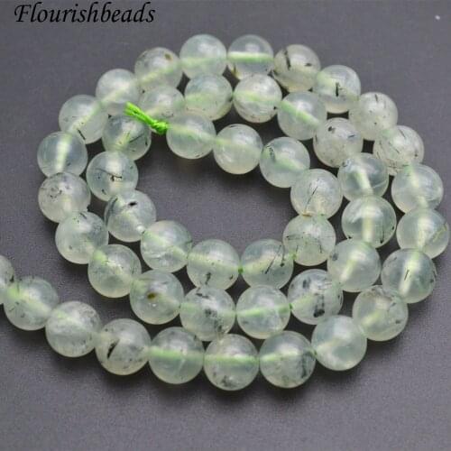 4mm~12mm Middle Quality Black Spot Natural Prehnite Stone Smooth Round Loose Beads 5 Strands per lot Free shipping