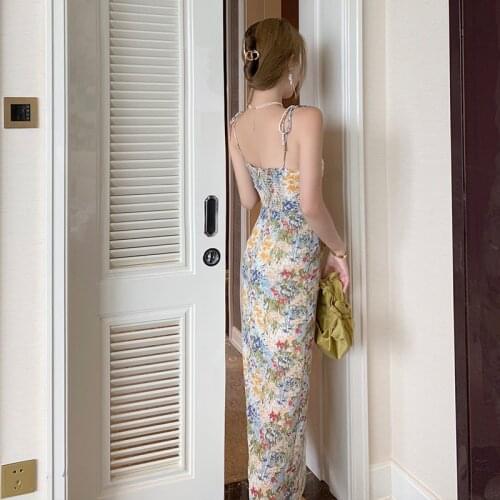 Summer Fashion Sexy printing Backless Lace Up Midi Dresses Sleeveless Club Party Holiday Spaghetti Strap Sundress woman dress