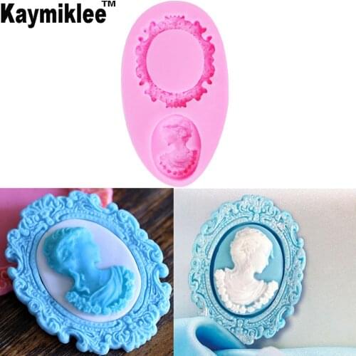 M224 Oval Picture Frame Woman Head&Gem Silicone Mold Cake Mold Silicone Baking Tools Accessories Decorations DIY 9.1*4.8*1cm