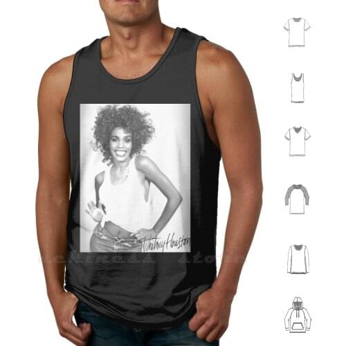 Whitney Tank Tops Vest 100% Cotton Music Pop R B Rhythm Blues Whitney 80s 90s 1980s 1990s Artist Trend Trendy Fashion Women