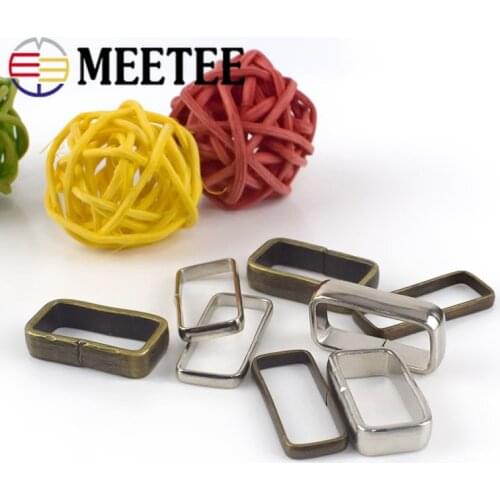 Meetee 5/10/20pcs 20/25mm Manual Belt Loop Copper Silver Belts Ring Buckles DIY Leather Craft Webbing Strap Hook Accessory YK030