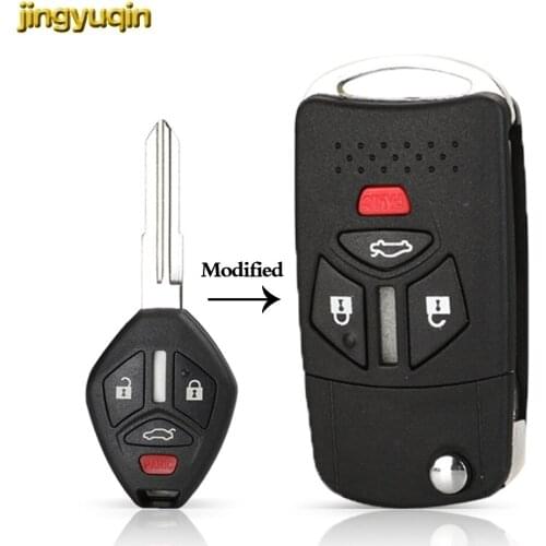 Jingyuqin 30p Modified Remote Flip Car Key Shell Fob Fit For Mitsubishi Galant Eclipse Lancer 3/4 Buttons Folding Key Case