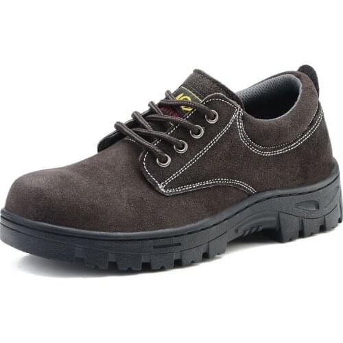 Mens leisure steel toe caps working safety shoes cow suede leather tooling security shoe worker safe boots protective footwear