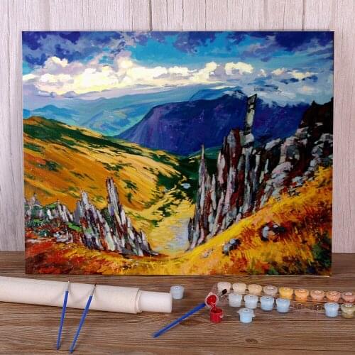 Landscape The Cliffs Coloring By Numbers Painting Set Acrylic Paints 50*70 Paiting By Numbers Decorative Handicraft