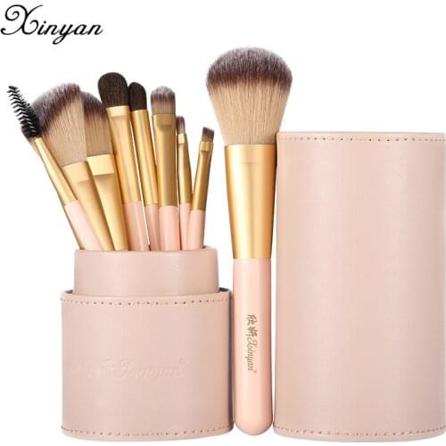 Xinyan conjunto de escova de maquiagem de doces rosa blush sombra corretivo para iniciante ferramentas beleza