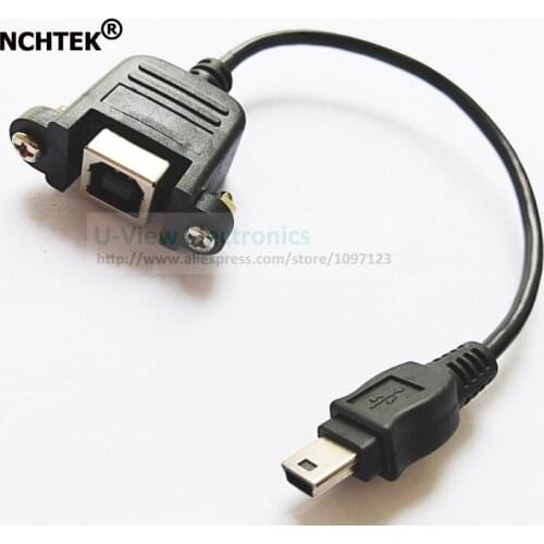 NCHTEK Mini USB2.0 5pin Male to USB B Female Panel Mount Type Cable For Printer With Screws About 20CM/Free Shipping/15PCS