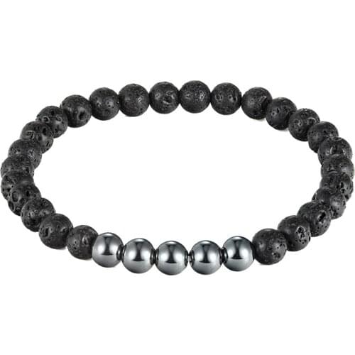 JAAFAR High quality new model man jewelry pearl bracelet 6mm padded pole hematite man bracelet gift AS217