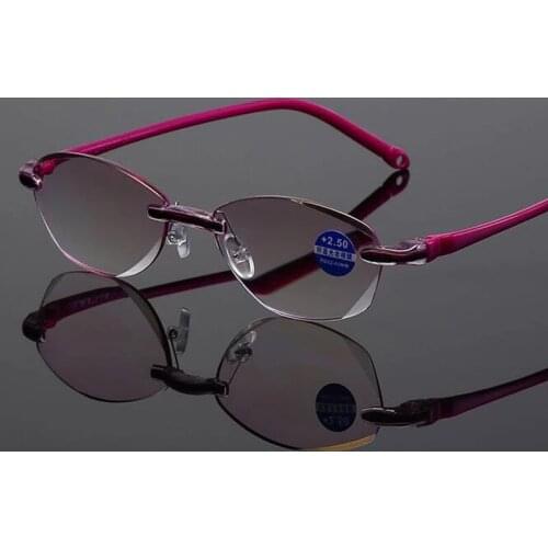 Seemfly Small Frameless Frame Anti-blue Light Reading Glasses Women Presbyopia Eyeglasses Diopter +1.0 +1.5 +2.0 +2.5 +3.5 +4.0