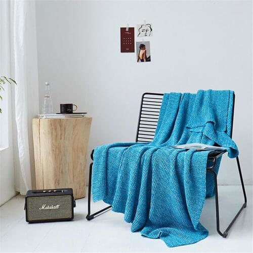 British Country Style Pure Cotton Cover Blanket Fishbone Knitted Blanket Black Grey Blue Pink Leisure Blanket Sofa Cover Blanket