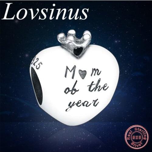 Original 925 Sterling Silver Love Mum Heart Crown Charm Beads Fit Original European Charm Bracelet Mothers Day Jewelry Making